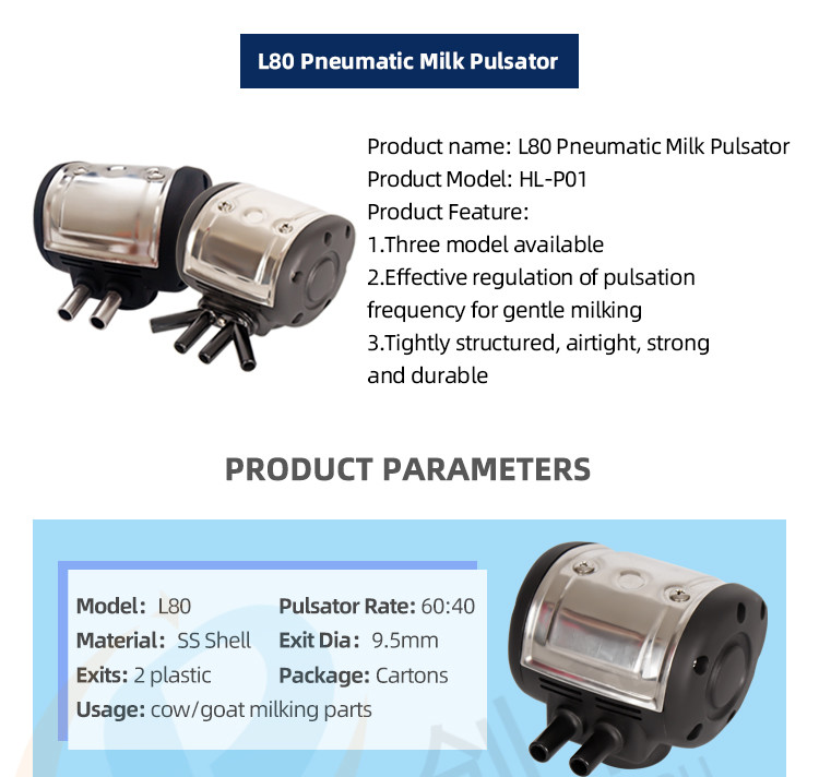 Manual Pulsation Ratio Adjustment Milking Machine Pulsator Pneumatic L80 With SS Ports
