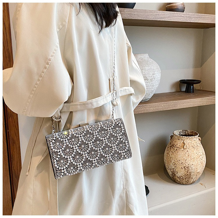 2023 Light Lady Pearl Chain Bags Lady Design Purses For Females Zipper Hasp Closure