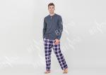 Trendy Mens Jersey Pyjamas Long Sleeves Tee And Woven Yarn Dyed Flannel Long