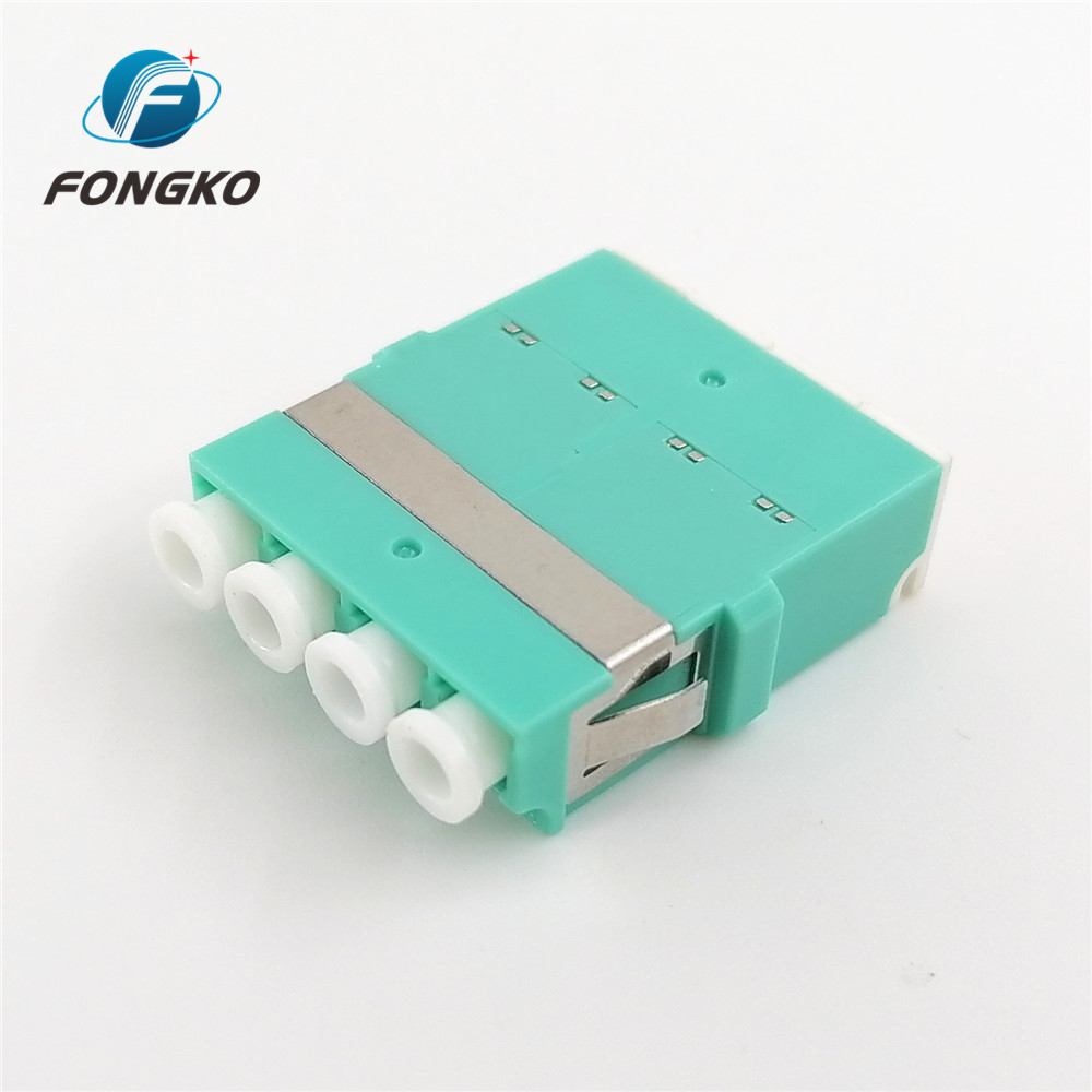 Duplex LC OM3 Plastic Optical Fiber Adapter with Metal Shutter Flangeless