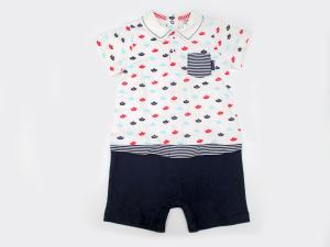 Wholesale Strips Summer 2 Piece Outfits Baby Boy Collared Polo from china suppliers