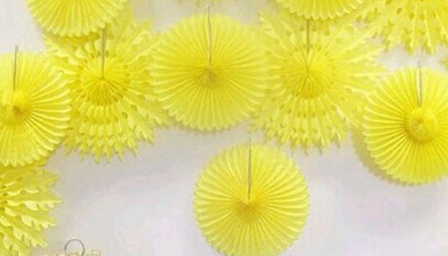 Factory direct fan flower fan holiday party decoration paper craft paper fan flower hollow fan flower；red，yellow，green