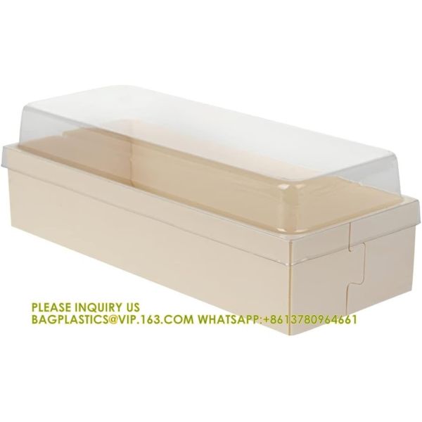 18 Oz Rectangle Long Straight Wooden Containers - Containers Sold Separately, Clear Plastic Lids