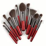 ISO9001 Premium Private Label Red Handle Face Makeup Brush Set 13.6cm Length
