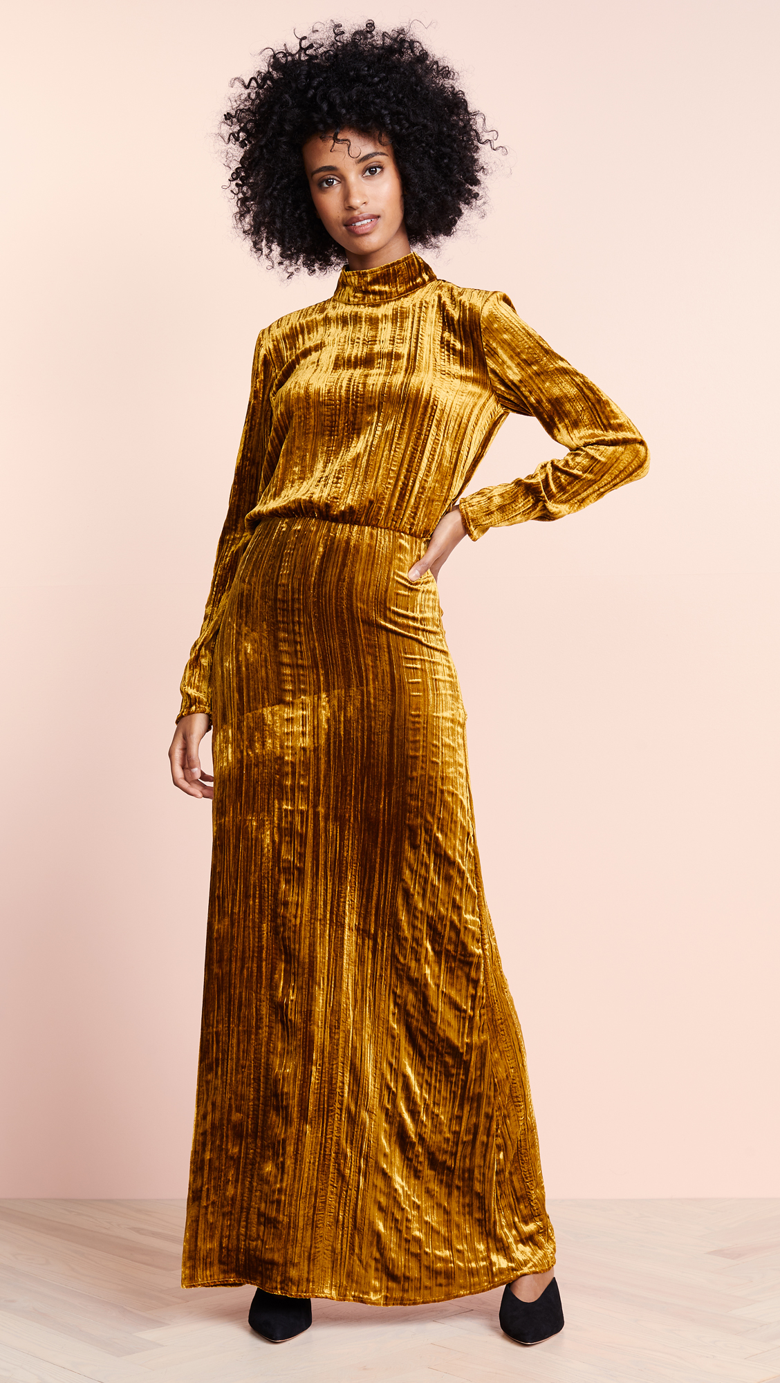 Clothing Fashion Women Maxi Velvet Dress Casual