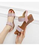 BS043 Sandals Women2020 Summer New Sandals Casual Fashion Word Belt Mid-Slope
