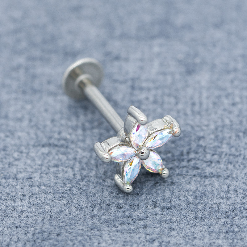 8mm Ab Zircon Gems Labret Piercing Jewelry