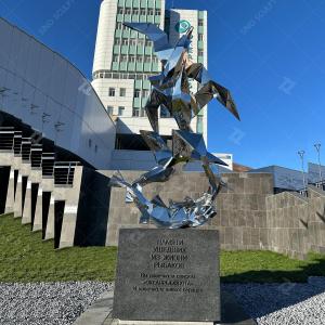Wholesale Mirror Polished Stainless Steel Monument Sculpture Flying seagull and fish sculpture from china suppliers
