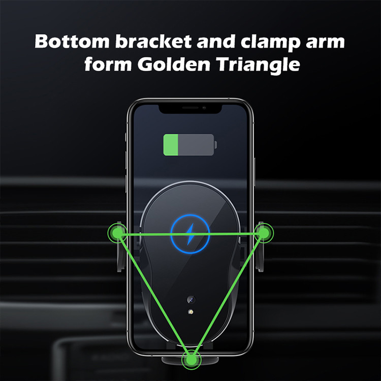 ABS Black QI 15W Automatic Clamping Car Mount