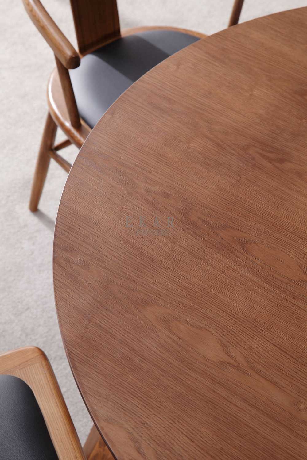 Modern Walnut Solid Ash Wood 1m Round Dining Table 4 Seater