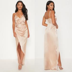 Wholesale 2019 New Arrivals Women Casual Petite Champagne Satin Maxi Dress And Sexy from china suppliers