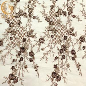Wholesale Embroidery Mesh 3D Beaded Lace Fabric French Style For Party Dress from china suppliers