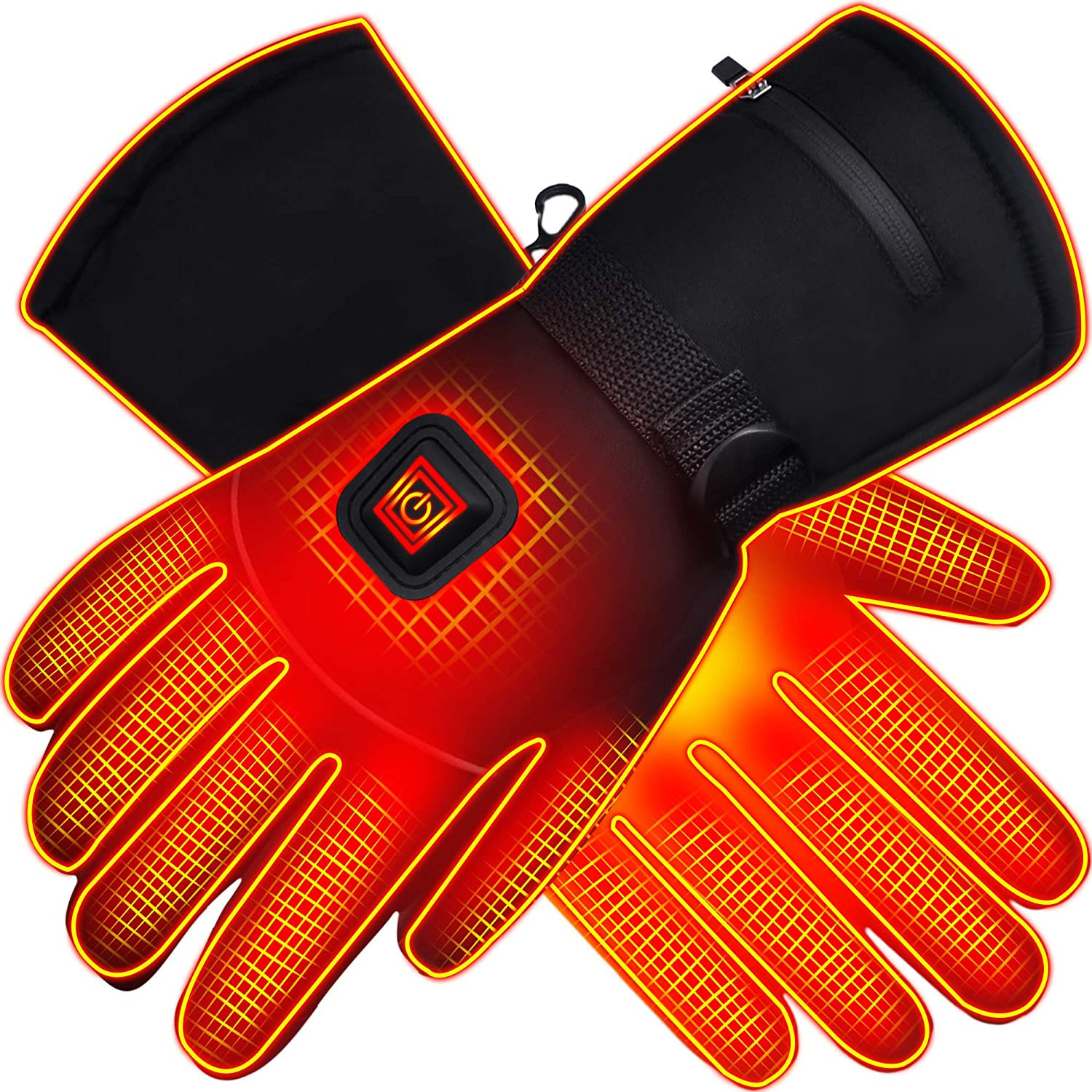 Winter Water Resistant PU Leather Electric Heated Gloves For Outdoor Work And Activities