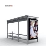 L4200mm W2500mm Stainless Steel Bus Stop Shelter With 6 Sheet Advertising Light