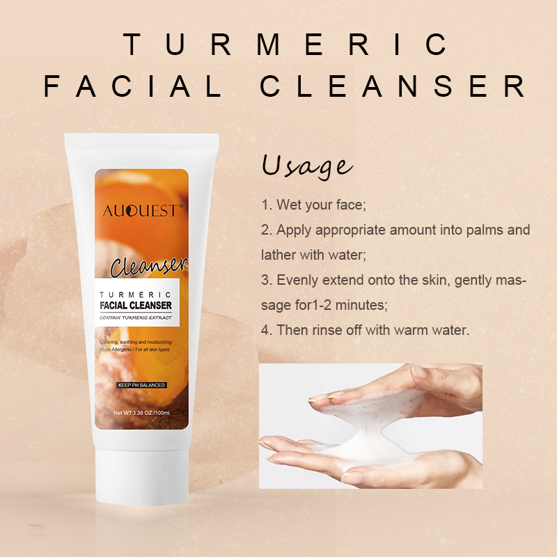 Wholesale Korean Cosmetics Face Wash Facial Cleanser 100ml Face Cleansing Turmeric Cleanser Foam Face Wash Cleanser