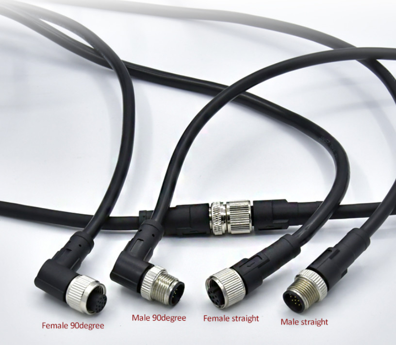 IP68 Female Male M12 Waterproof Connector 22AWG 24AWG 26AWG M12 Cable Connector