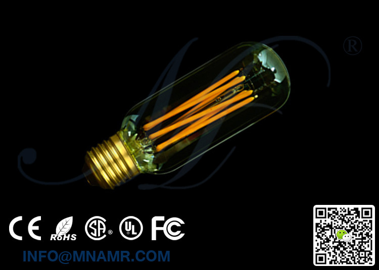 2W 4W 6W LED Filament Type Edison Bulb 2200K Warm Glow Dimmable Amber Tinted T45 Tubular 40 Watt Equal