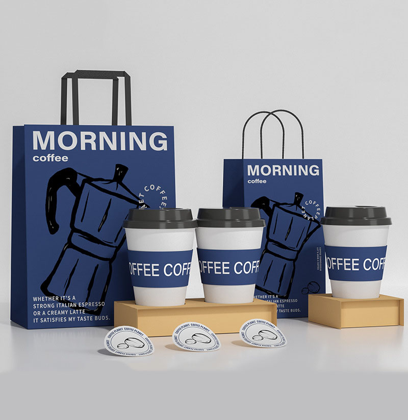 Custom Printed Coffee Takeaway Packaging Kraft Paper Food Bags with Luxury Appearance