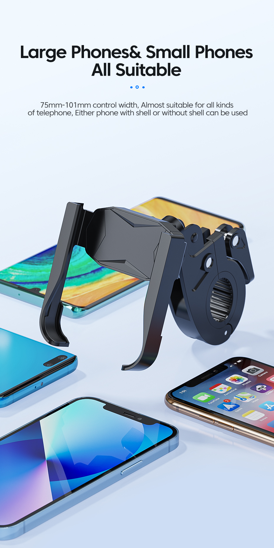 Pea Clip Riding Phone Holder Cycling Holder For Bicycle / Motorcycle