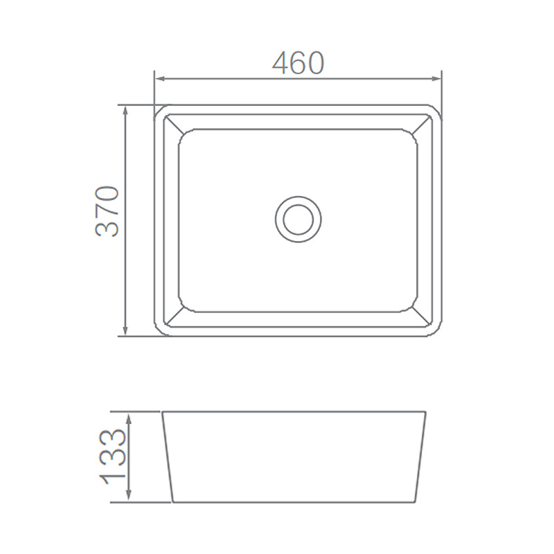 ARROW AP439E Rectangular Ceramic Basin 460x370x133mm Counter Top