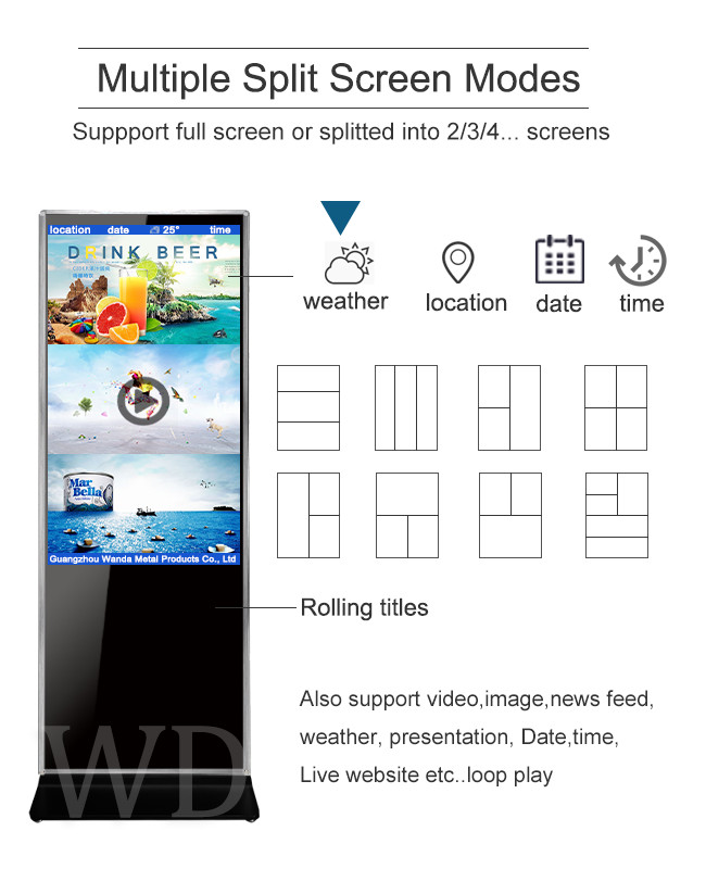 FCC Approve 49" Intel I3 Commercial Outdoor Digital Signage Displays Timer