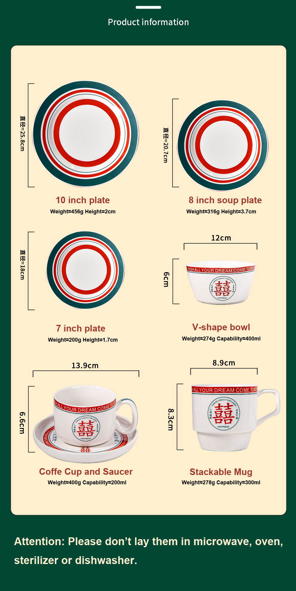 Ceramic Dinnerware Sets Traditional Chinese Year Decorations Spring Festival Gift Set