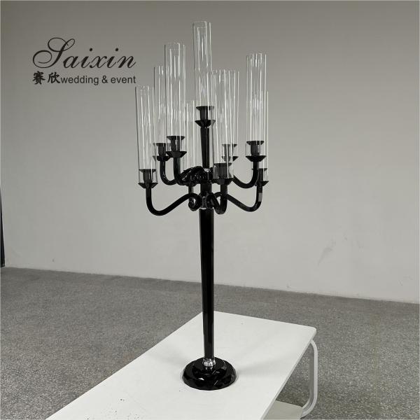 ZT-271B Wedding Party Tall Black 9 Arms Candlestick Holders For Wedding Table