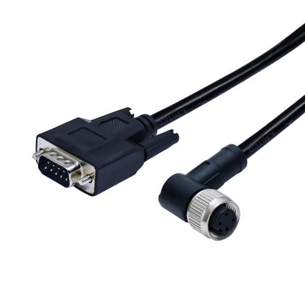D-Sub Male 9pins Connector To M12 Waterproof Straight 4pins Molding Female