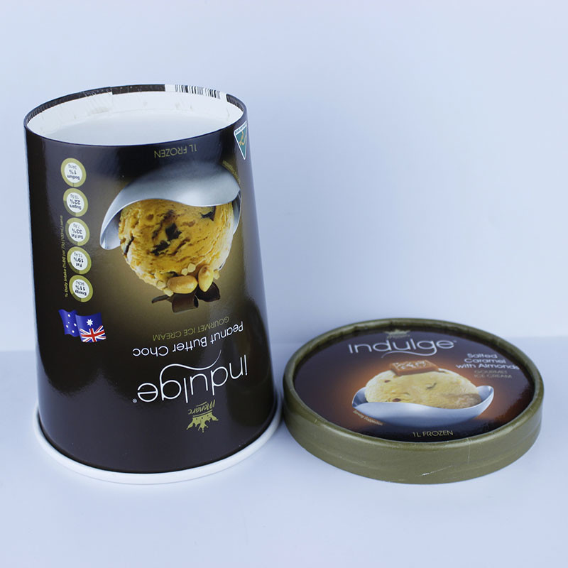 34oz Recycled Ice Cream Cups , Printed 1000ml Ice Cream Takeaway Containers With Lid