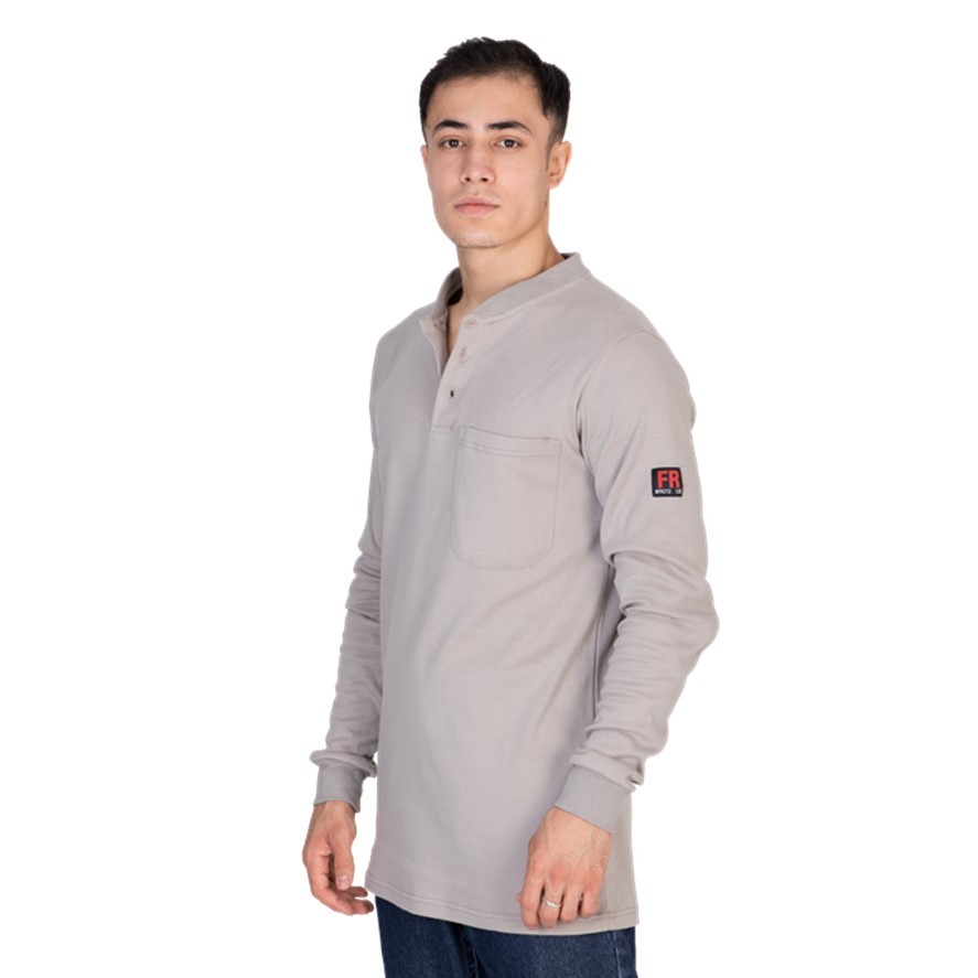 Premium Fr Protection FRC Light Weight Work Henley Shirt CAT2 FR Treated Shirt