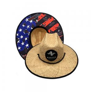 Wholesale 11.5cm Wide Brim Patch Straw Hat Woven Raffia Grass For Surfing from china suppliers