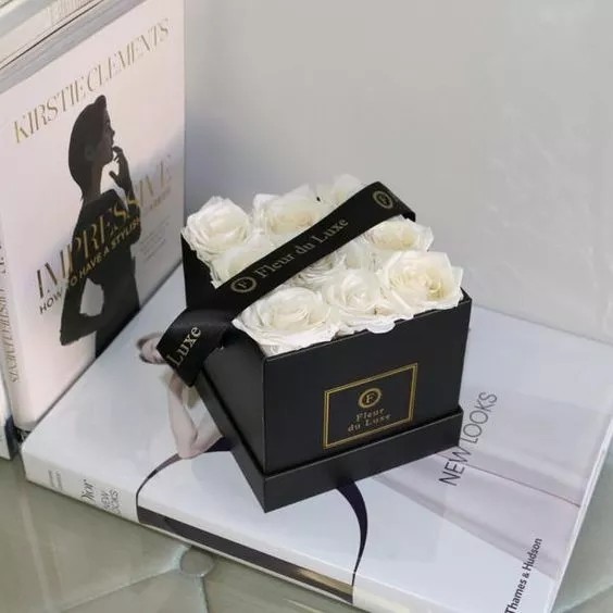 Popluare flower box offset printing logo preserved rose paper box