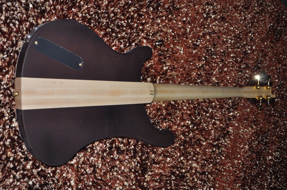 Custom bass guitar Carved flower body Neck through body 4 string electric bass guitar 4003 RIC Golden hardwares