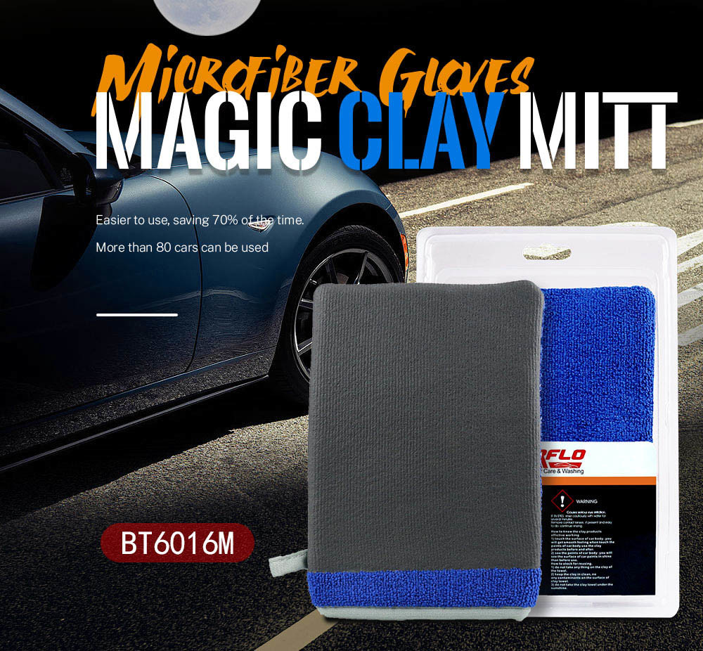 Blue Custom Synthetic Clay Mitt Clay Bar Wash Mitt For Auto Care Blister Packaged