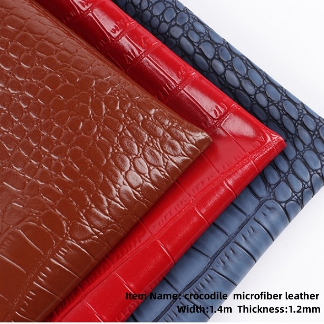 Embossed Microfiber Leather For Shoe 1.2mm Elegance Crocodile Pattern Leather
