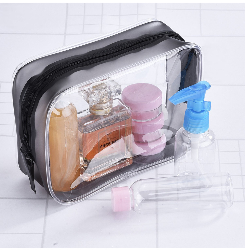 Unisex Zippered PVC Carry On Cosmetic Makeup Bag