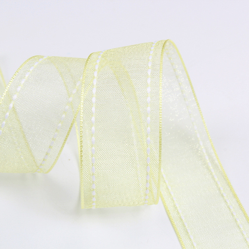 25mm|38mm Stitched Edge Polyester Organza Ribbon for Flower Gift Packing