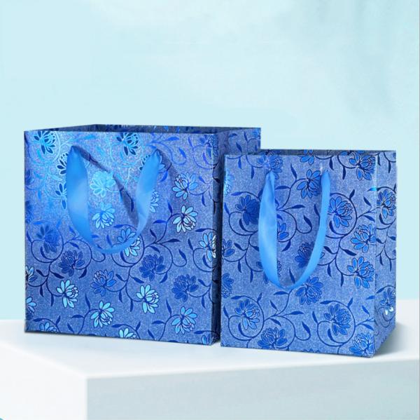 Stand Up 210gsm Craft Paper Gift Bag With Handles Hot Stamping Handbag