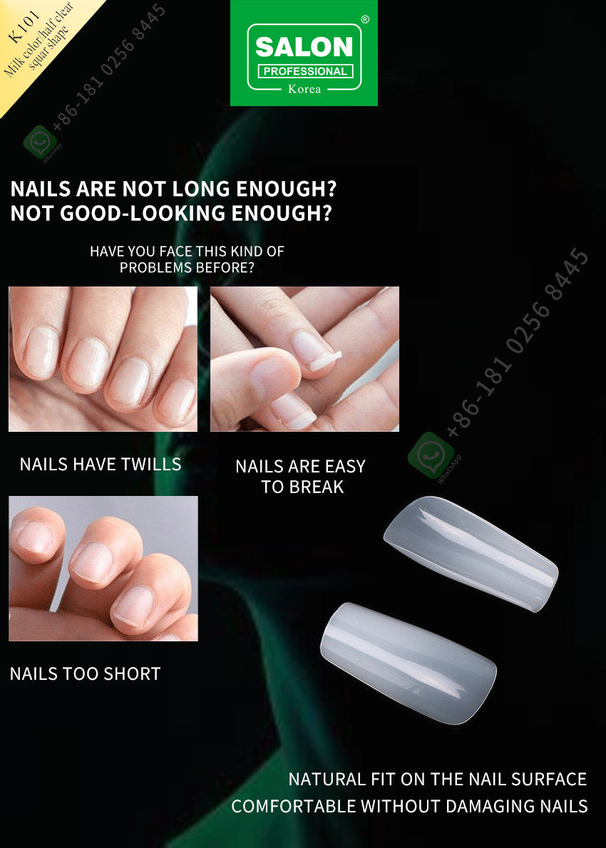 Professional False Nails Tips Natural Clear Color Full Cover Artificial Finger Nails Half Cover French Nail Tips