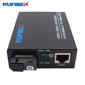Wholesale Nufiber Gigabit Media Converter 10/100/1000M Simplex Single Mode 1310nm / 1550nm SC from china suppliers