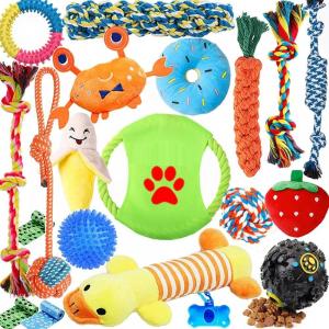 Wholesale Dog Puppy Toys Pack, Puppy Chew Toys for Fun Teeth Cleaning, Dog Squeak Toys,Treat Dispenser Ball, Tug of War Toy from china suppliers