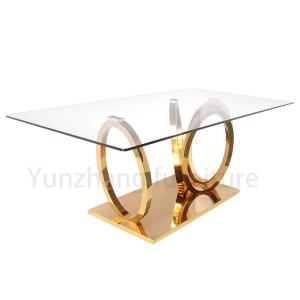 Wholesale Luxury Model Dining Table Gold Base Clear Glass from china suppliers
