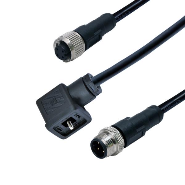 High Pressure Solenoid Valve Plug To M12 5pins Female Straight Connector IP67
