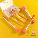 Clear Plastic Handle Travel Makeup Brush 6PCS Orange Nylon Hair