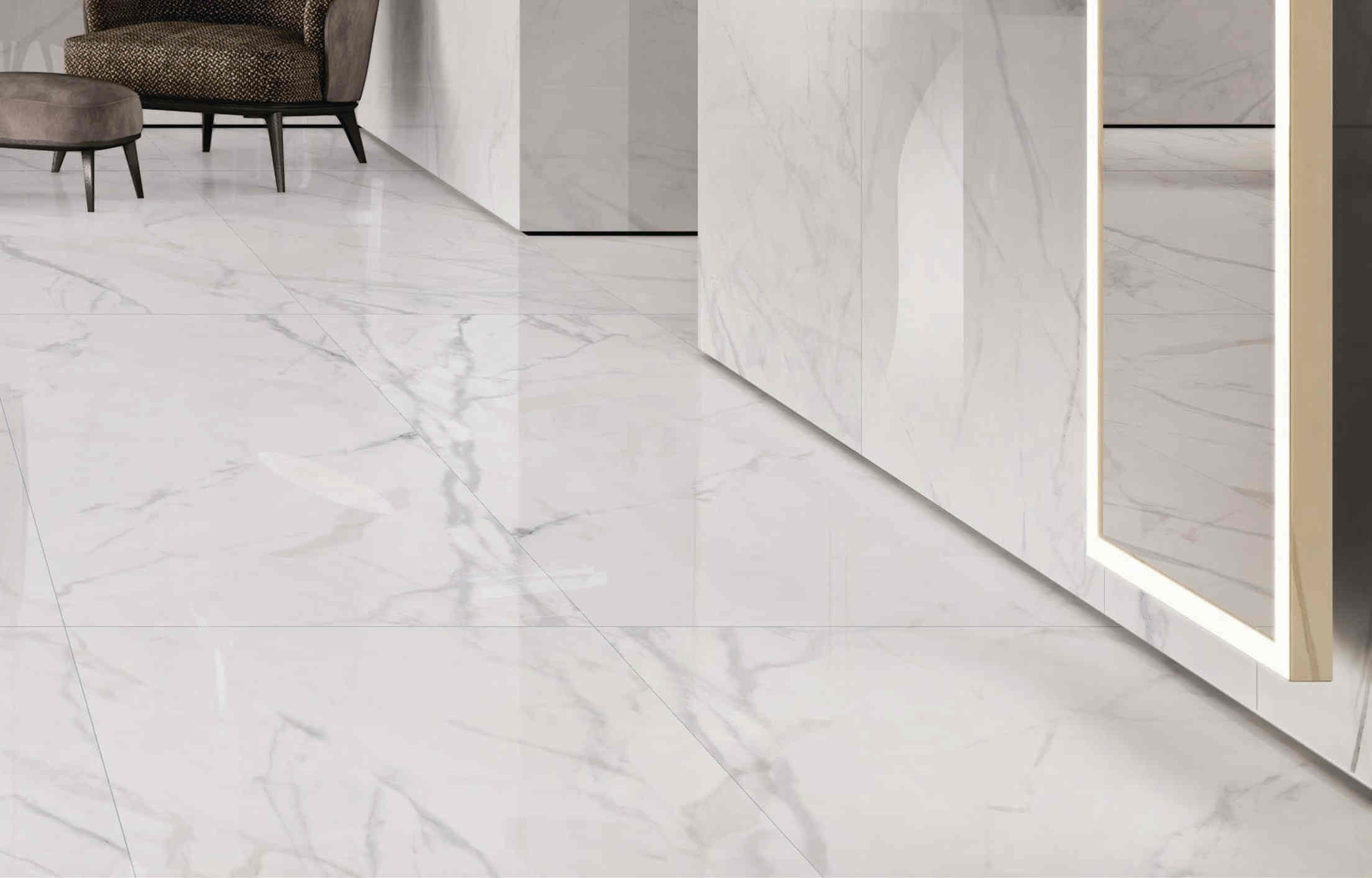 Exotic Trim 24x48 Porcelain Tile Bedroom Groggery Porcelain Tiles Non Slip Super White Color 600x1200mm Size