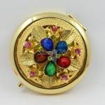 Shinny Gifts Gold Plating Metal Round Shape Cosmetic Mirror