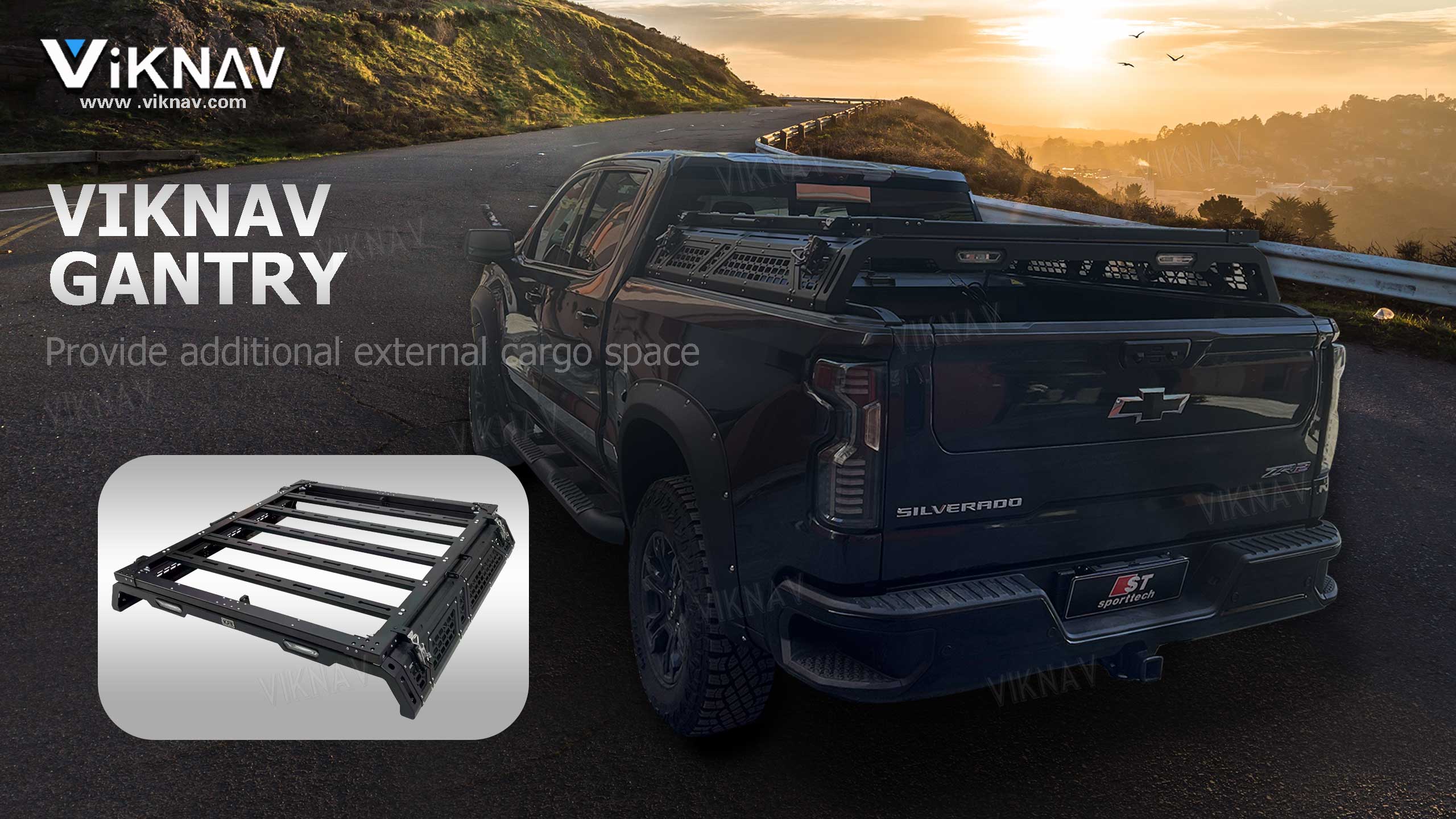 Viknav for Ford F150 Roof Luggage Rack Top Loading Rack Push-Pull Expandable Half Height Gantry Ford