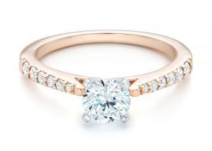 Wholesale Claw Setting Rose Gold Moissanite Band Rings 5.5MM size OEM ODM from china suppliers