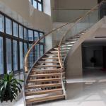 Indoor / Oudoor Building Curved Stairs Frameless Tempered Glass Railing 700