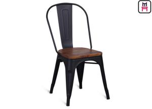Wholesale 86cm Height Black Metal Restaurant Chairs Tolix Bar Stool With Wooden Seat from china suppliers
